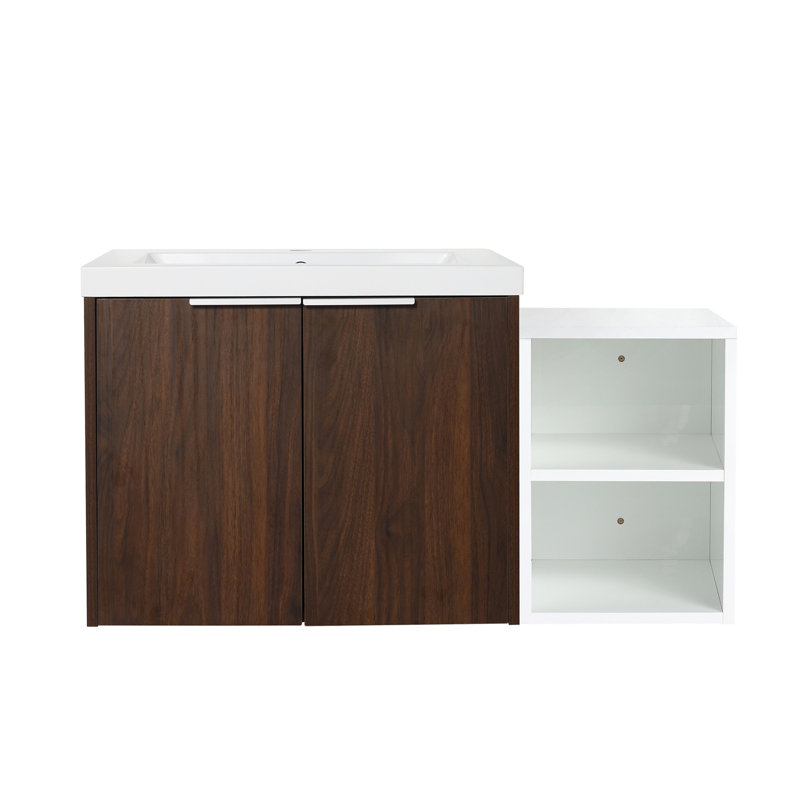 Meuble-lavabo à fermeture en douceur 36 po avec lavabo, Imitation de chêne