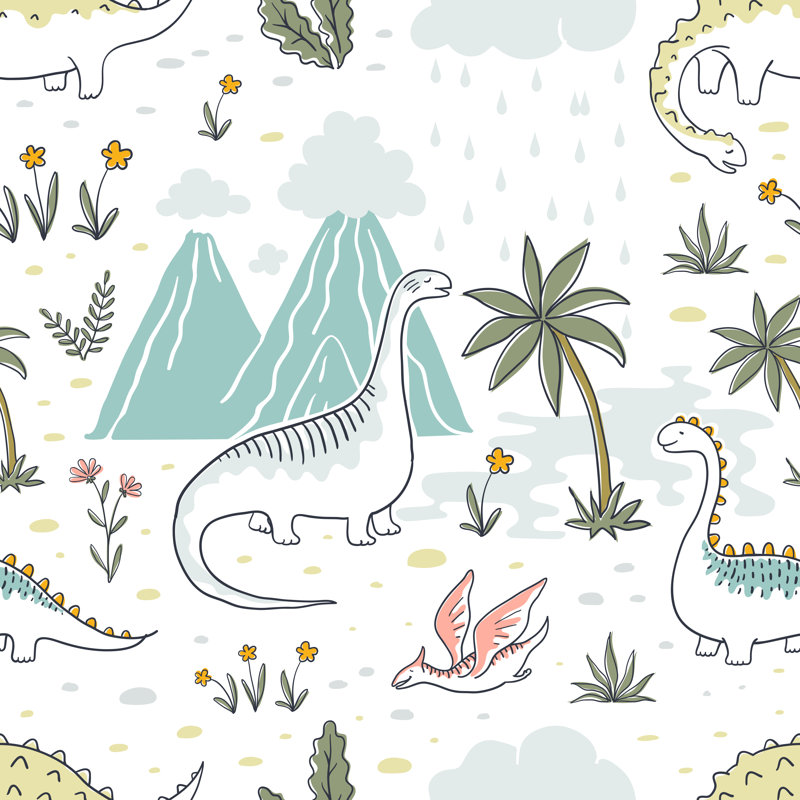 Doodle Dinosaur Pattern by SpicyTruffel - Wrapped Canvas Print, 30cm H x 30cm W