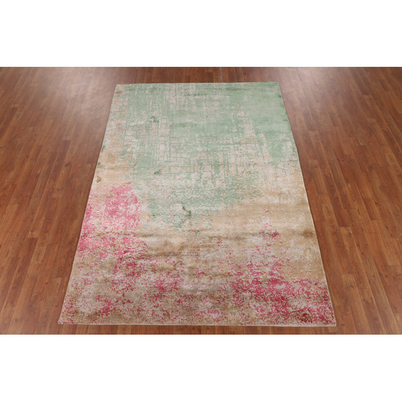 Tapis indien contemporain en laine 6x8