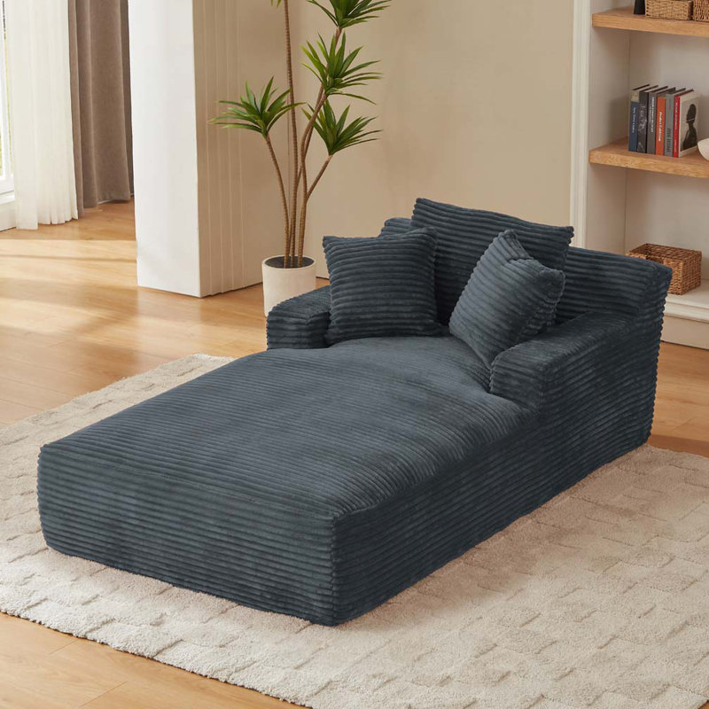 Méridienne surdimensionnée rembourrée Corduroy, Gris foncé