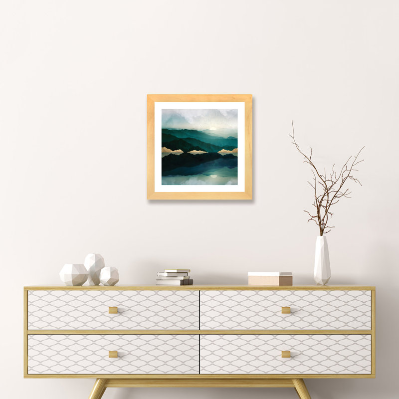 Waters Edge Reflection - Imprimé, H 16 po x l 16 po x p 1 po, Cadre papier naturel