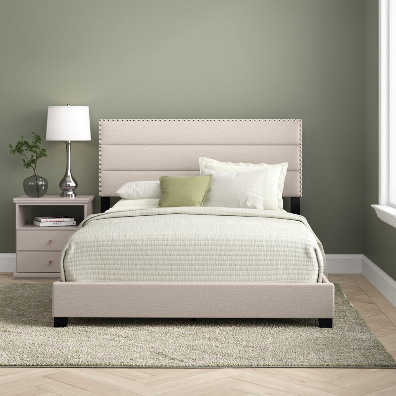 Lit tapissier standard Etalo, Beige, Grand