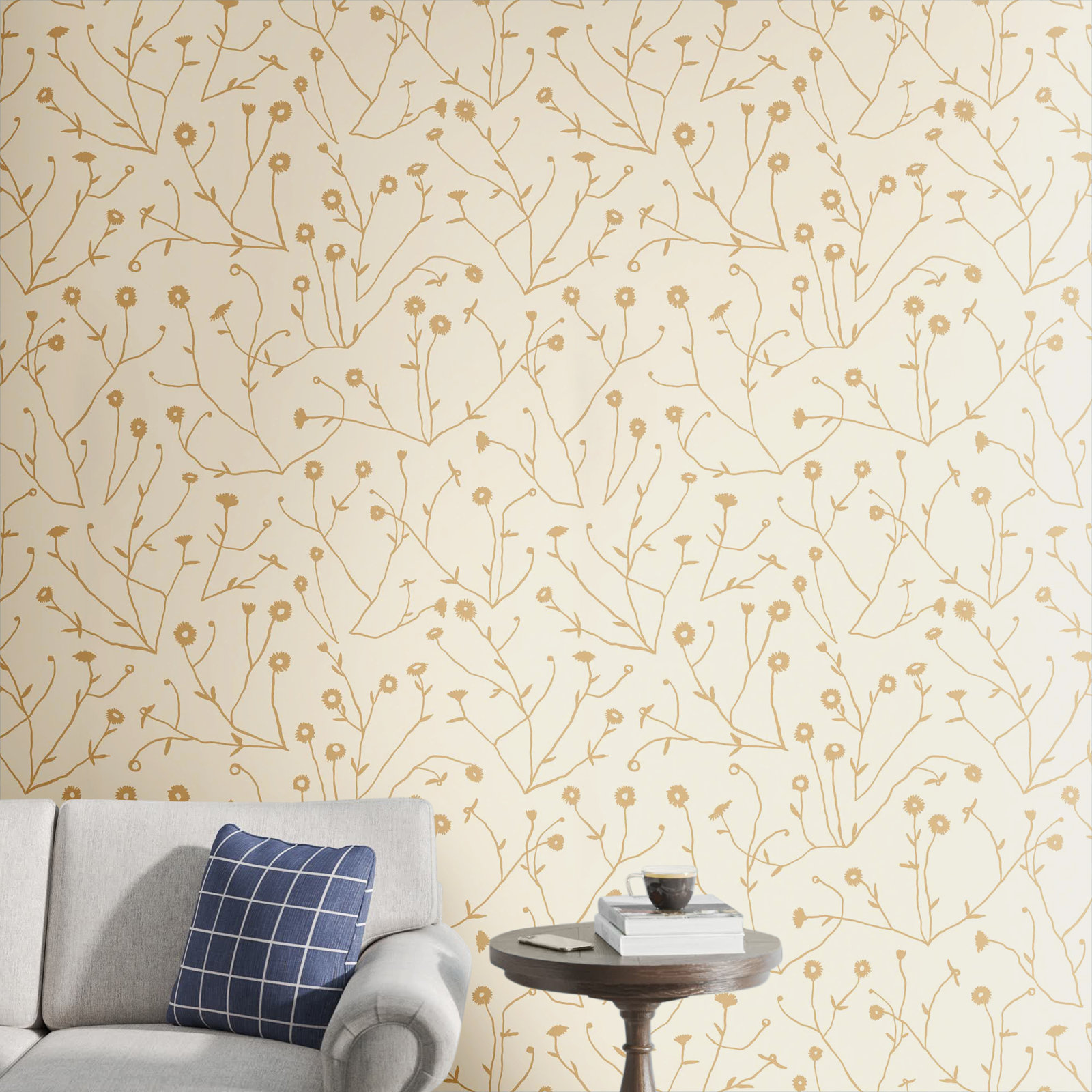 Keyes Floral Wallpaper, Cream/Orange
