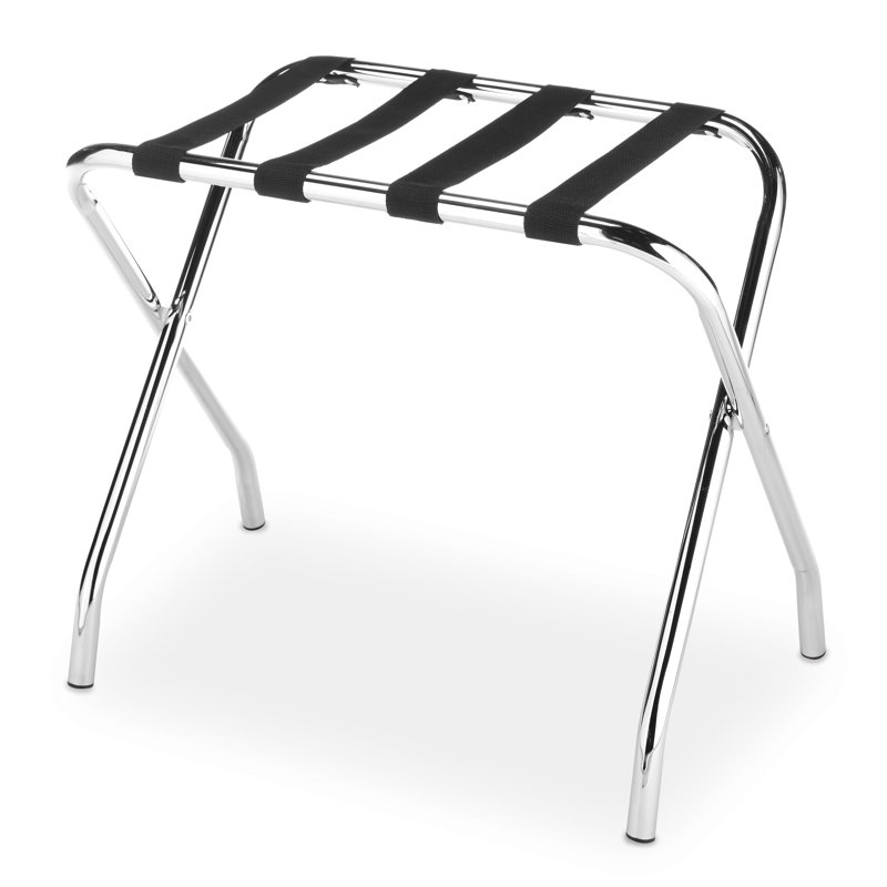 Whitmor Chrome and Black Metal Folding Luggage Rack