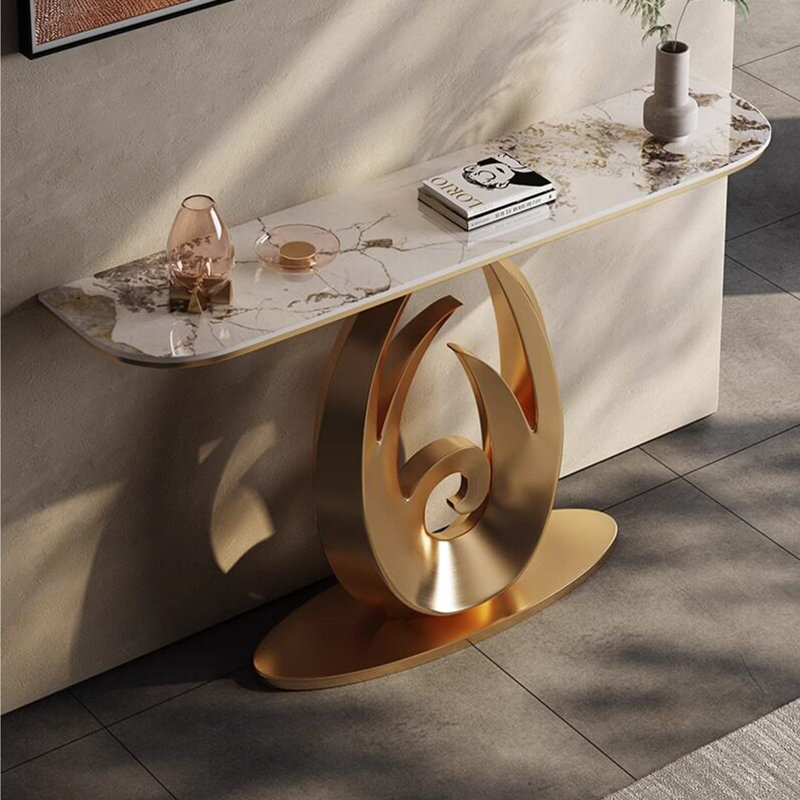 Console légère en métal de style luxueux., H 33,4 po x l 70,8 po x P 13,7 po