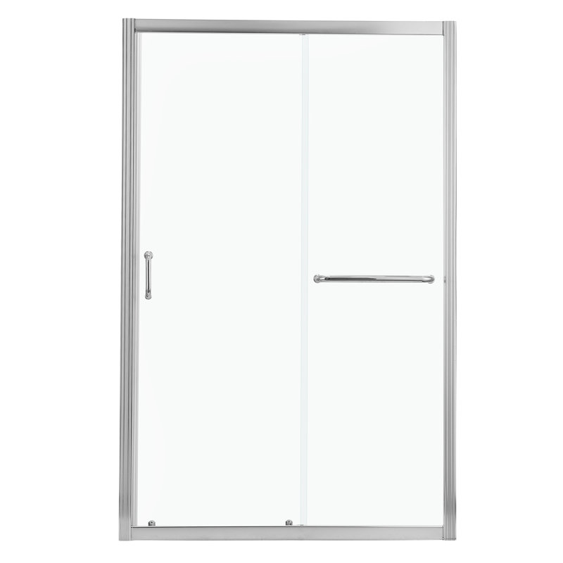 60" - 61" W x 72" H Single Sliding Semi-Frameless Shower Door with Tempered Glass, Chrome