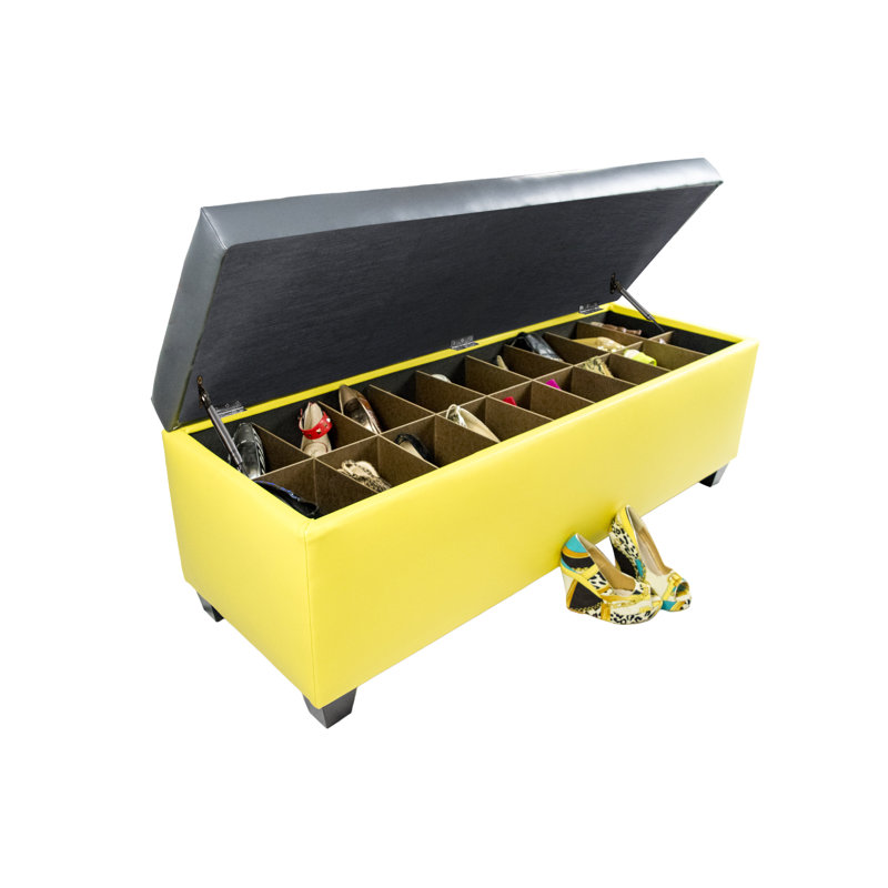 Kenley 36 Pair Shoe Storage Bench, Yellow/Black