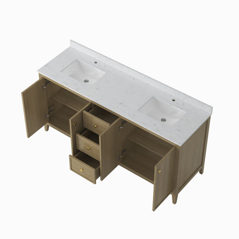 Armoire de salle de bain 72 ", armoire de salle de bain murale avec double vasque