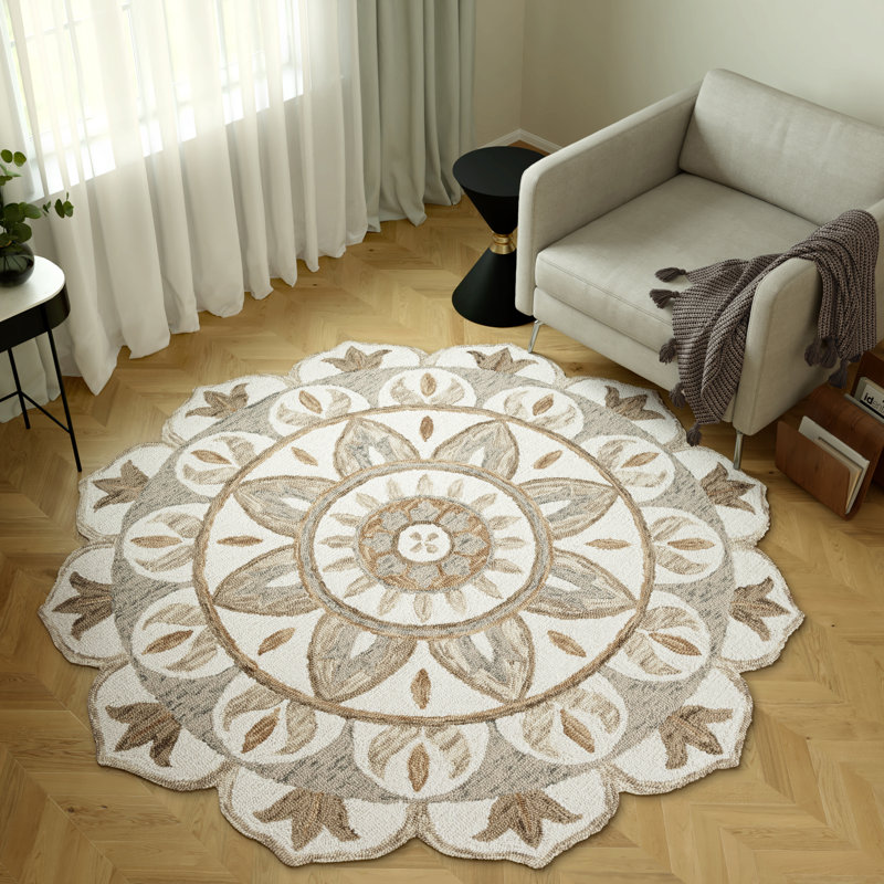 Round Sundberg Wool Area Rug with Non-Slip Backing, Round 4'