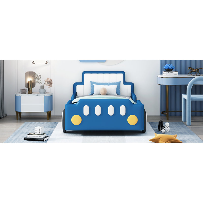 Lit plateforme avec roulettes Race, Bleu