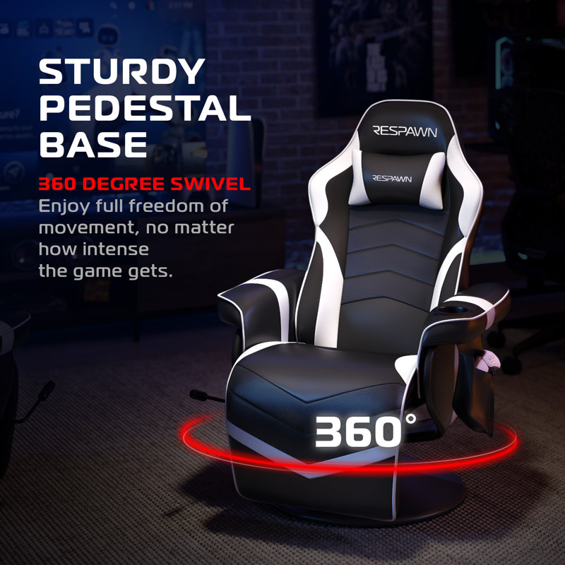Fauteuil inclinable de jeu avec repose-pieds et support lombaire RESPAWN 900, White Faux Leather