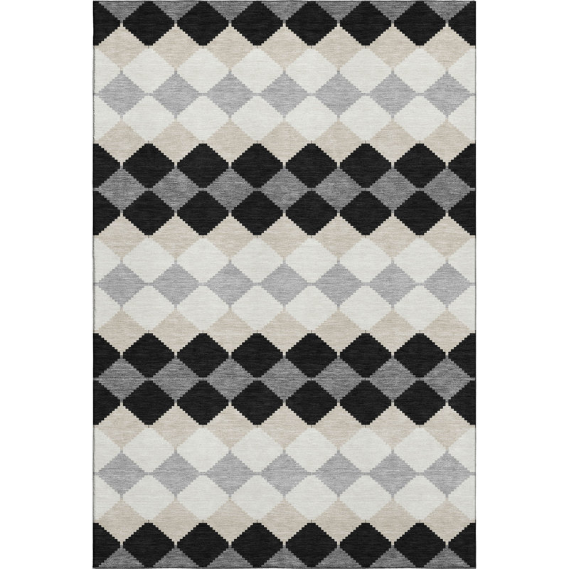 Premium Machine Washable Bunderberg AMF1007 Geometric Rug, Rectangle 8' x 10'