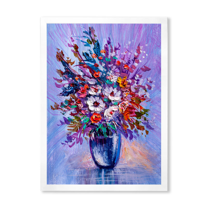«Daisies Flowers Garden» - art mural traditionnel sur toile, H 32 po x l 16 po x P 1 po, Cadre photo blanc