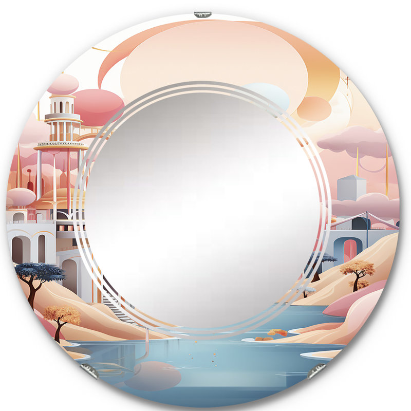 Pendry - Miroir mural rond moderne, 24 po x 24 po