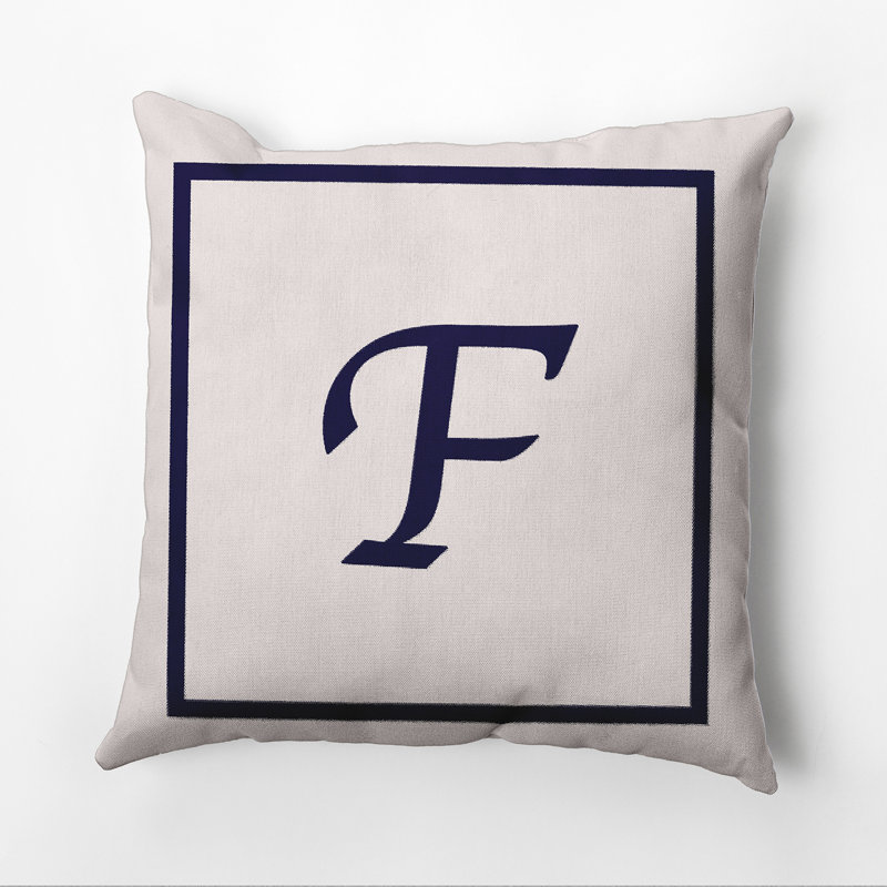 Reversible Throw Pillow, 16"x16", Navy Blue/White, F