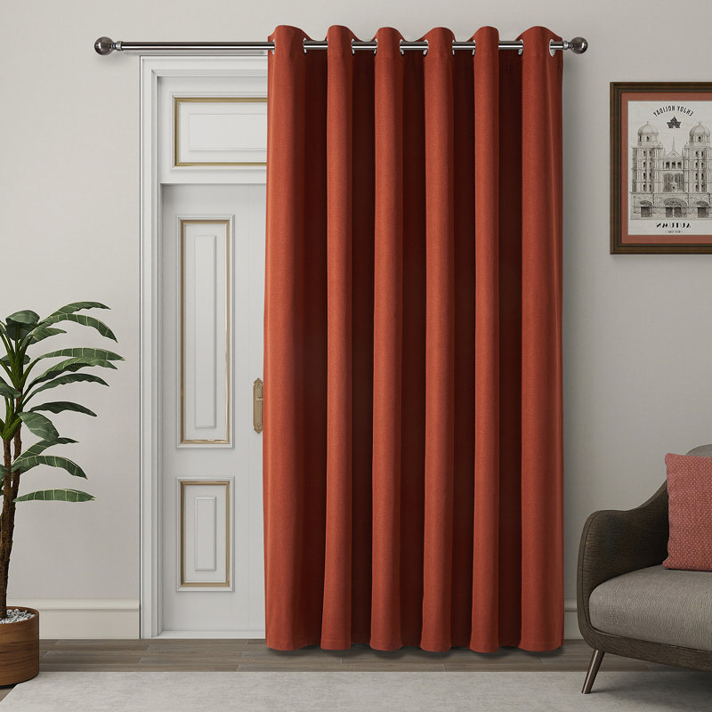 100% Linen Blackout Eyelet Curtain Single Panel – Premium Thermal Blackout 66X84, RUST