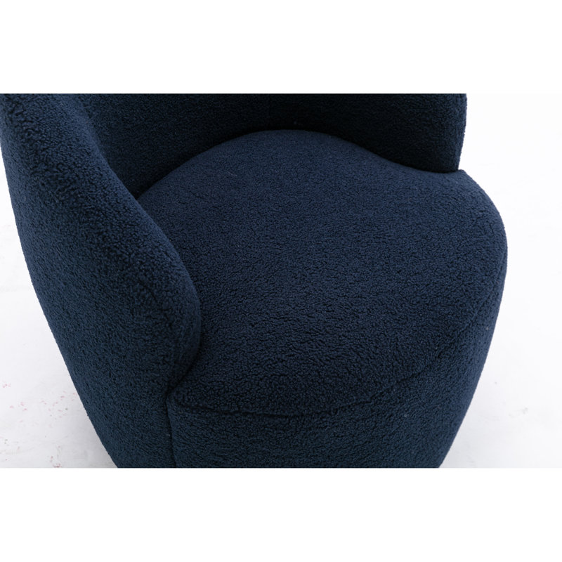 Fauteuil d'appoint pivotant moderne, rembourré bleu foncé, idéal pour le salon