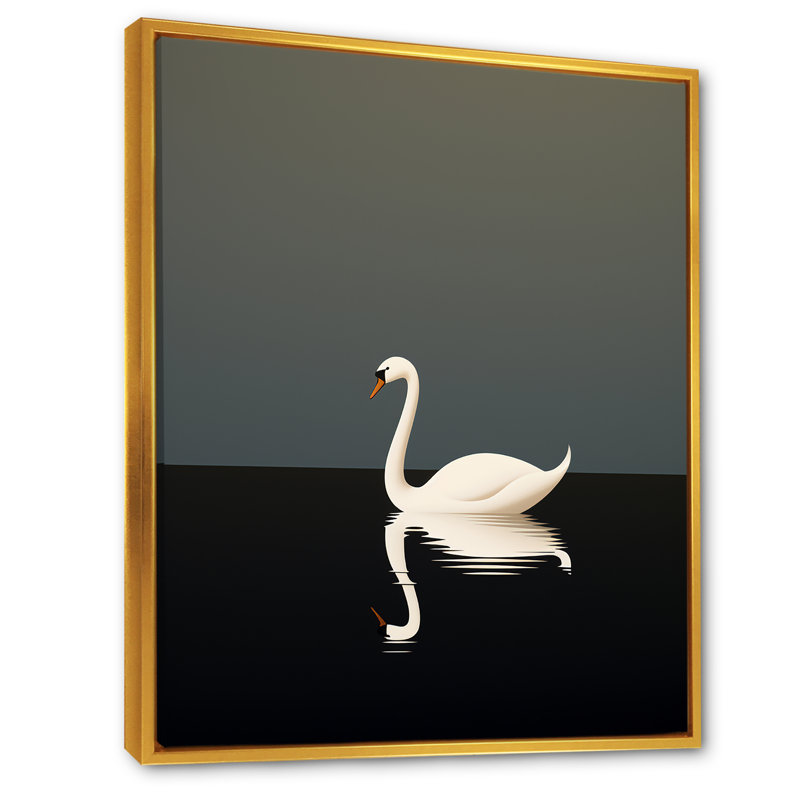 Cygnes solitude en noir et blanc - reproduction d'art sur toile, Cadre photo noir, H 40 po x l 30 po