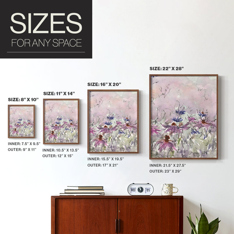 Impression florale I-Premium de Floral Entertainment - prête à être accrochée - aucun clou requis - aucun clou requis, Noyer
