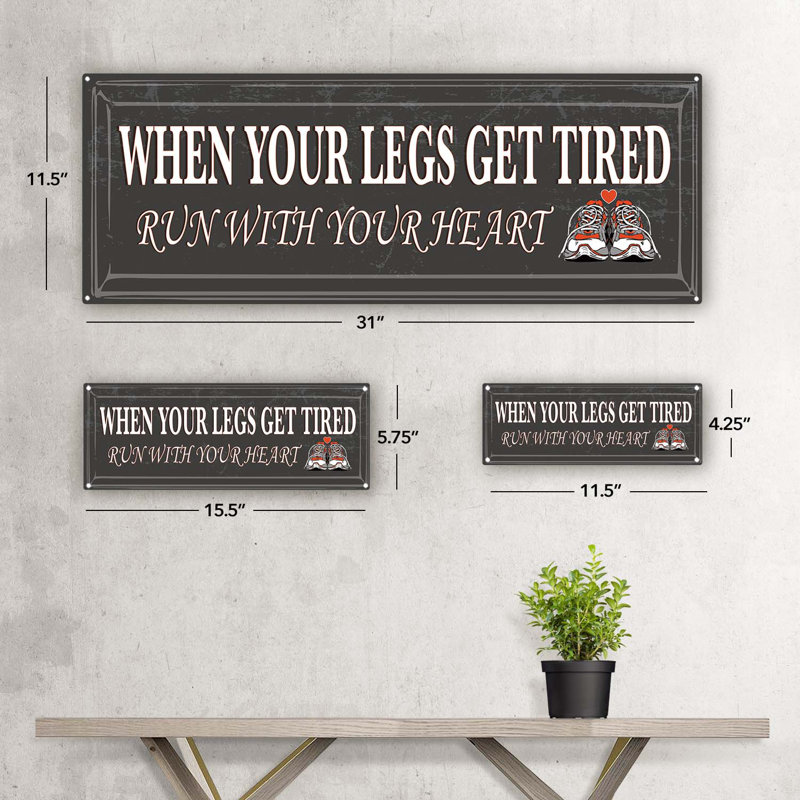 «Run With Your Heart», plaque en métal sur, H 5,75 po x l 15,5 po