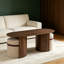Ensemble de table basse ovale en bois de style moderne du milieu du siècle avec 2 poufs assortis