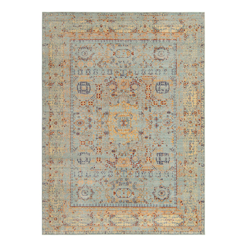 Tapis orange d'inspiration persane Maggie, Rectangulaire 7 pi 1 po x 10 pi