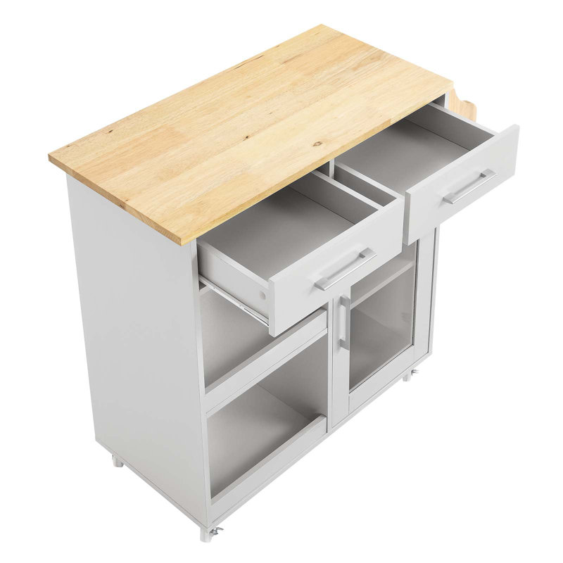 Modway Culinary Kitchen Cart With Spice Rack, Light Gray