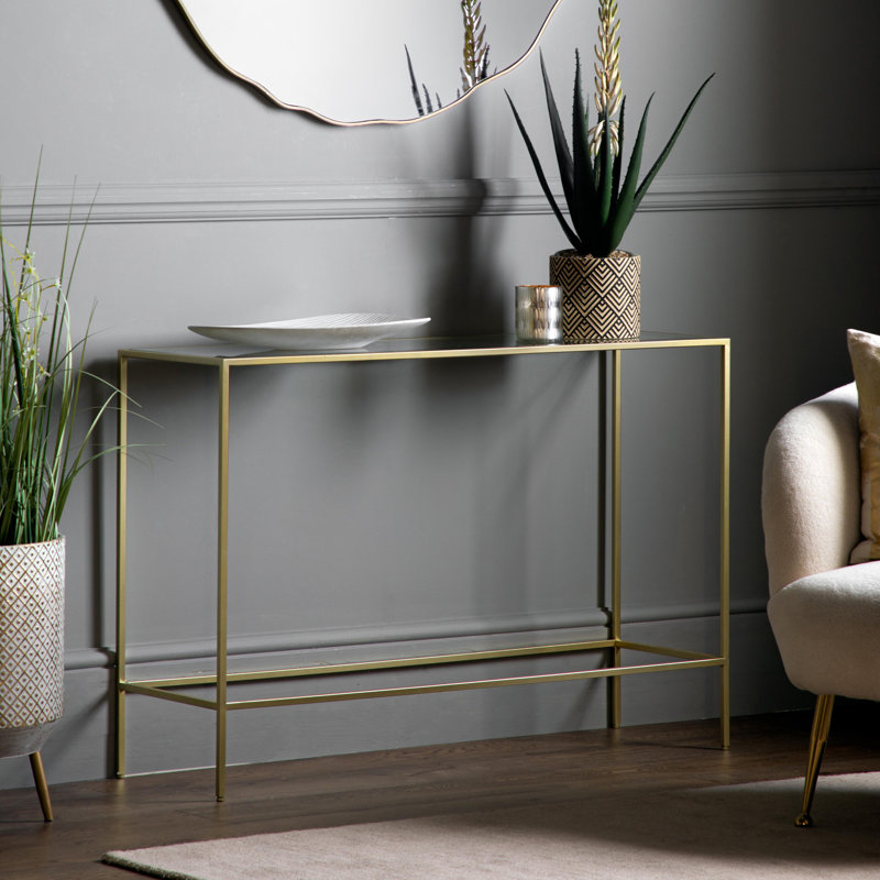 Carmo 110cm Glass Top Console Table, Champagne