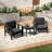 Polett Teak Outdoor Two-Person Patio Set With Cushions And Side Table-124178251-124178255