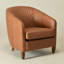 Fauteuil demi-tonneau rembourré en cuir véritable de 29,1 po de largeur-336186957