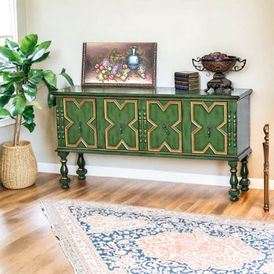 Retro Handcrafted Solid Wood Sideboard