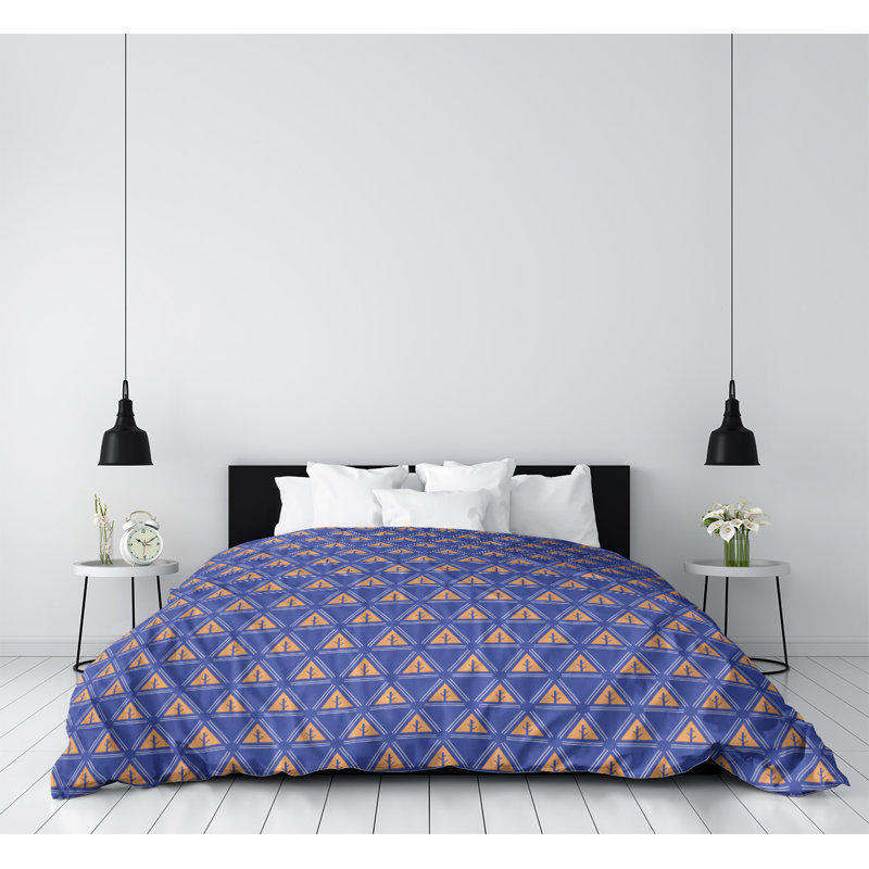 Housse de couette Theo Nath Minimalist Trees, Housse de couette pour très grand lit, Bleu / orange, Polyester brossé