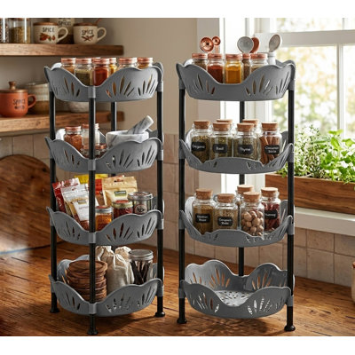 4 Tier Round Storage Basket- Grey