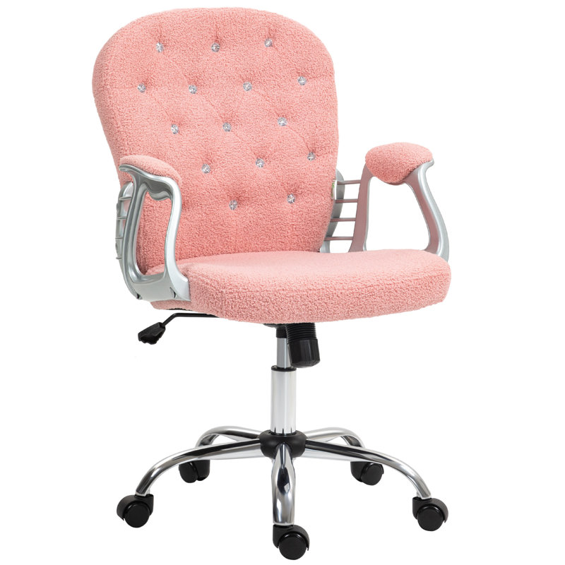 Vinsetto Teddy Fleece Home Office Chair, Pink, Teddy