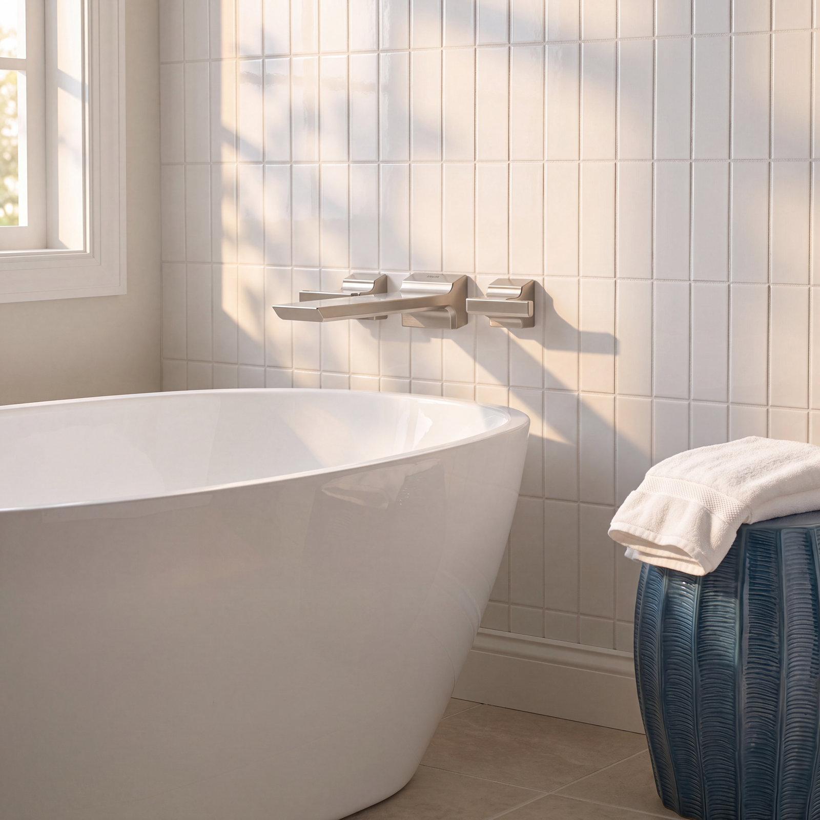 Pivotal® Wall-Mounted Roman Tub Faucet, Lumicoat Stainless