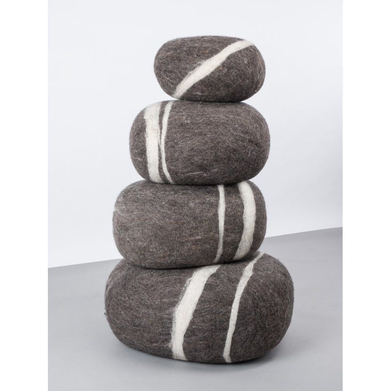 Alwin 30cm Wide Oval Pouffe Ottoman, Dark Grey