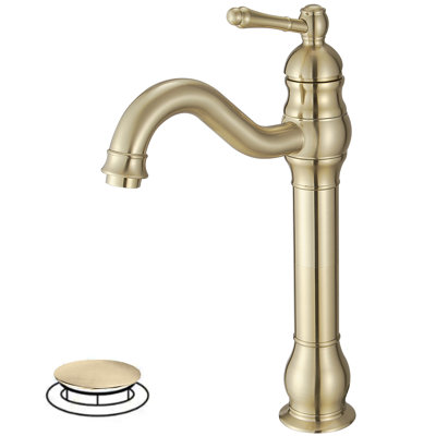 Robinet de lavabo vasque de salle de bain monocorps à poignée simple Luster avec bec pivotant à 360 ° et bonde escamotable