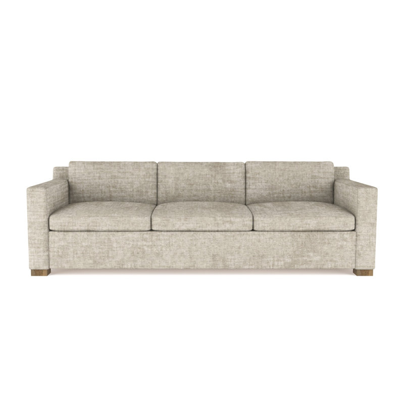 Canapé Mercer, Velours moelleux imprimé bleu, H 33,5 po x l 84 po x P 44 po, Patiné
