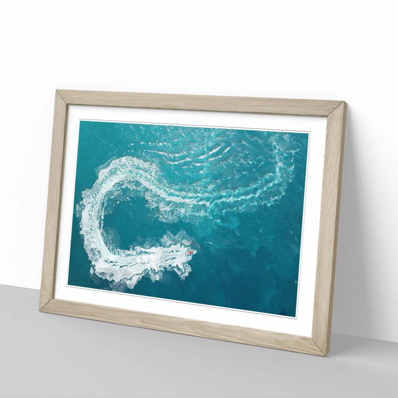 Speed Boat in Portugal in Abstract - Picture Frame Graphic Art Print, Oak Framed, 48cm H x 65cm W x 2cm D