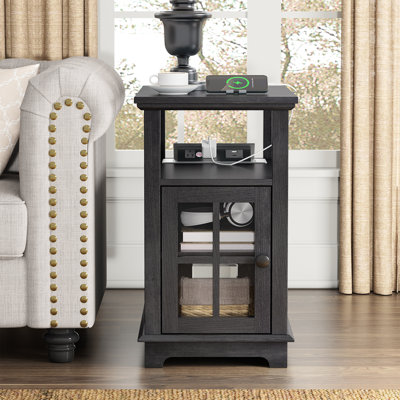 Boxley Tray Top End Table and Built-In Outlets