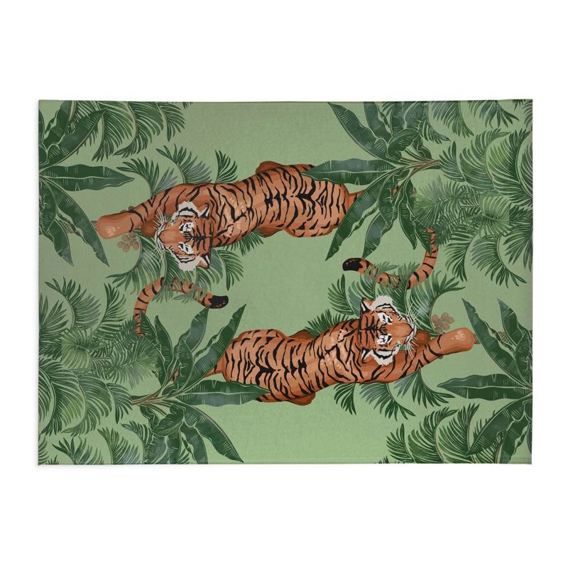 Rumble In the Jungle Indoor Non-Slip Area Rug, Rectangle 5' x 7'