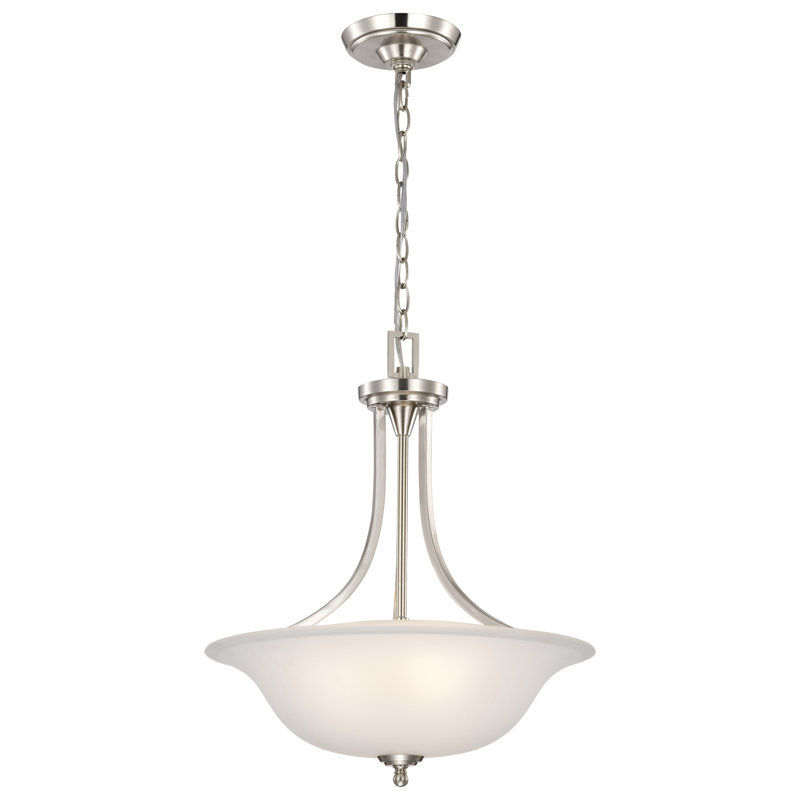 3 - Light Unique/Statement Pendant, Brushed Nickel / Frosted