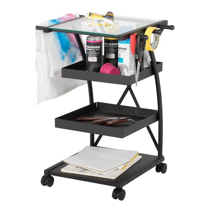 Hermidas 23.5'' H x 18.5'' W Utility Cart with Wheels, Black