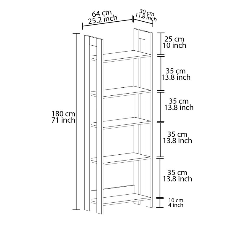 Baugus 180cm H x 64cm W Standard Bookcase, Oak