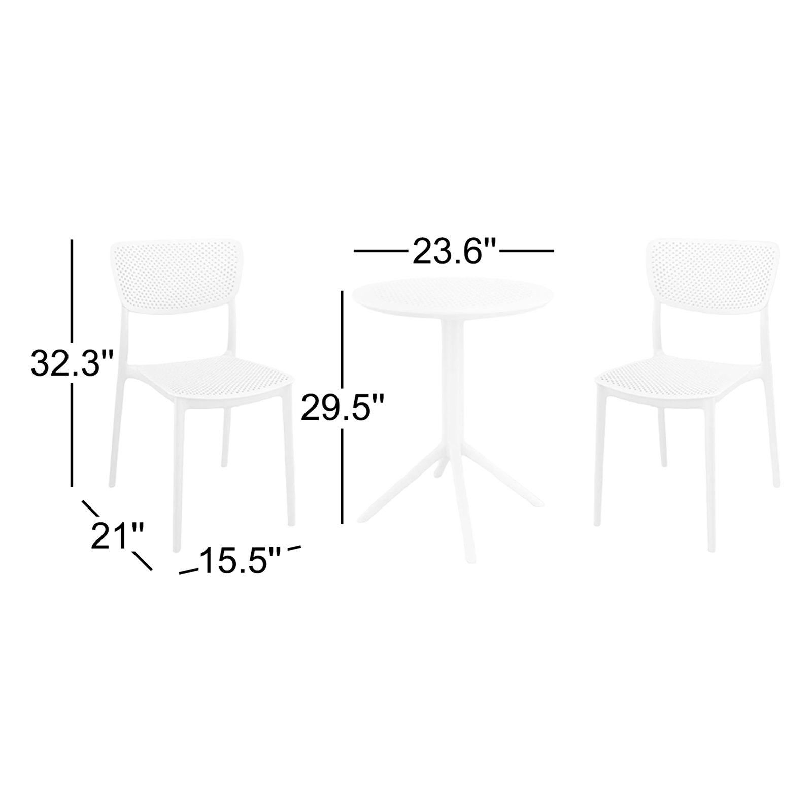 Farrah 24" Patio Bistro Set, Dark Gray