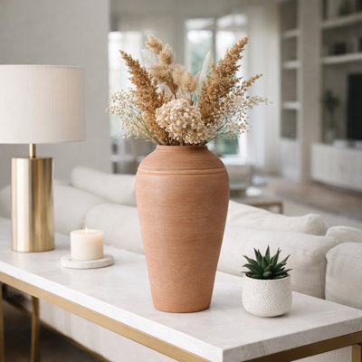 Vases Pottery Terracotta Handcrafted Design with Textured Rim and Tapered Body for Contemporary Versatile Decor