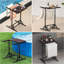 Porte-serviettes de piscine à hauteur réglable et plateau de table avec porte-gobelets, base en métal imperméable et résistante au soleil pour accessoires de piscine hors-terre et de spa