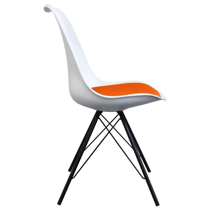 Aneta Plastic Side Chair, Orange/White