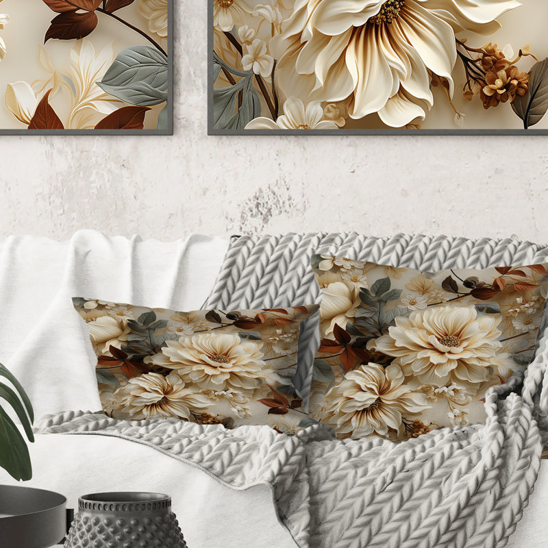 Rustic Victorian Brocade Victorian Motif - Coussin décoratif imprimé floral, H 16 po x l 16 po