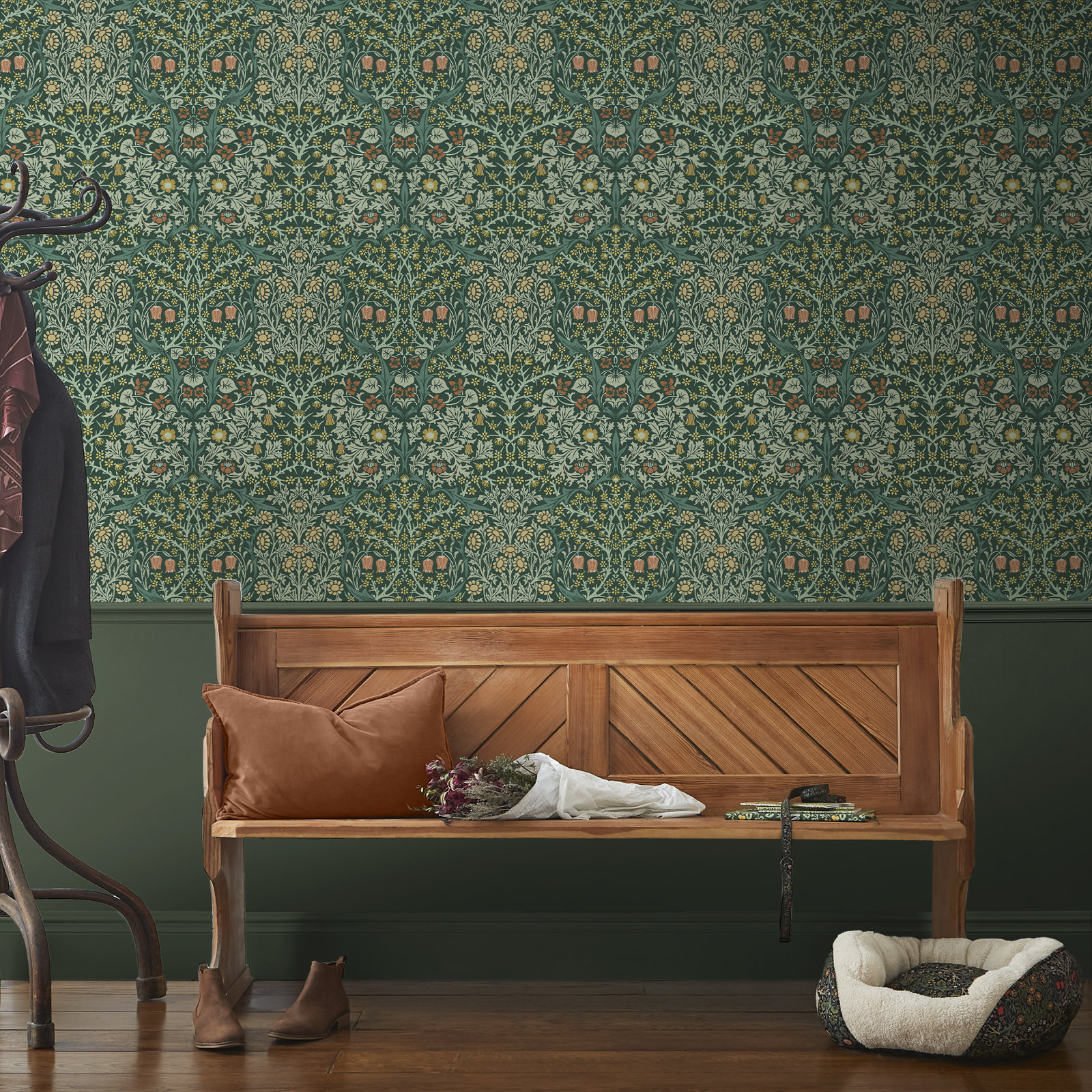 Floral Wallpaper, Deep Green